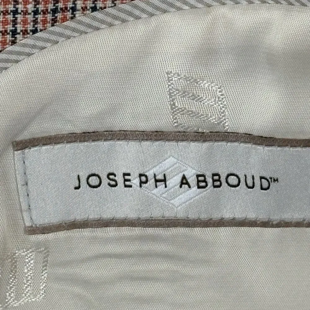 JOSEPH ABBOUD Sport Coat Linen Red Blue Micro Check 38R